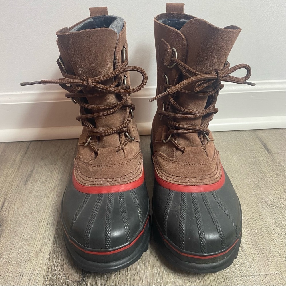 Sorel Brown Suede Rubber Sudbury Snow Winter Boot Waterproof Rubber Lace Up Sz 7 - Picture 2 of 12